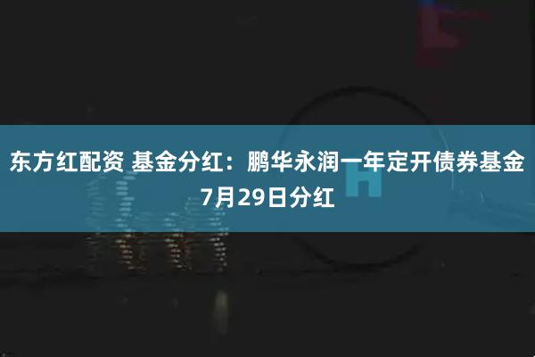 东方红配资 基金分红：鹏华永润一年定开债券基金7月29日分红