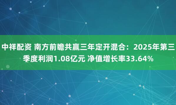 中祥配资 南方前瞻共赢三年定开混合：2025年第三季度利润1.08亿元 净值增长率33.64%